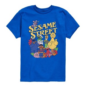 Boys' - Sesame Street - SS Group Flowers Short Sleeve Graphic T-Shirt - 1 of 4