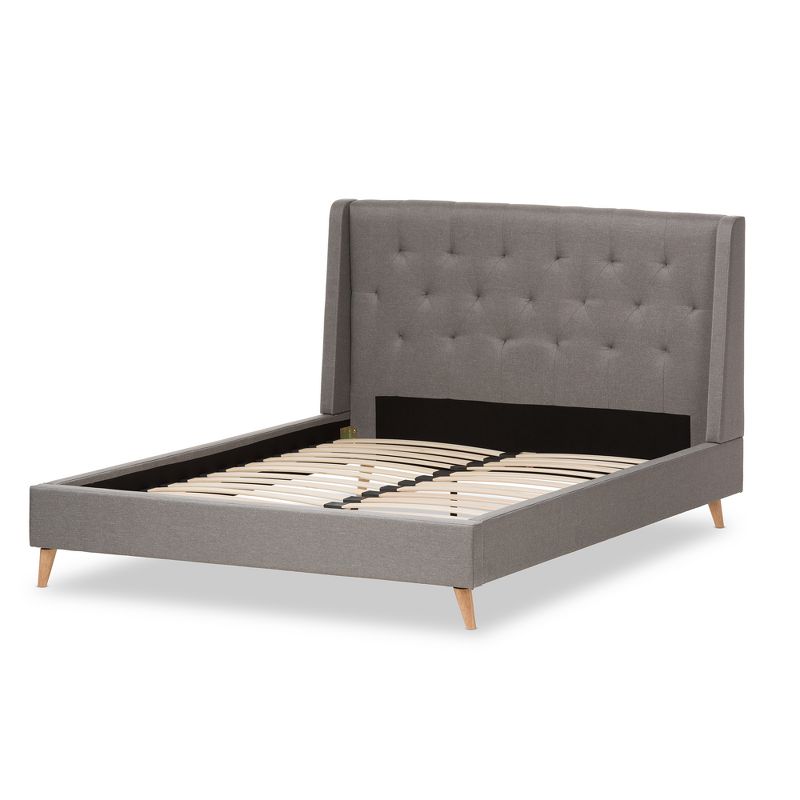 Adelaide Retro Modern Fabric Upholstered Platform Bed - Baxton Studio, 3 of 9