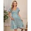Coolmee Women Summer Midi Dress Maternity Floral Boho Wrap Short Sleeve V Neck Ruffle A-Line Flowy Sundress S Small green flowers - 4 of 4