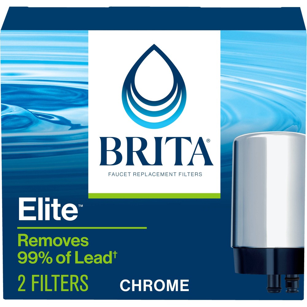 Brita 2ct Replacement Water Filters for Brita Tap Faucet Mounts - Chrome: Reduces Odors, Lead & Chlorine