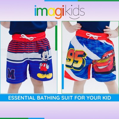 Disney Mickey Mouse Little Boys' Printed Elastic Waist Drawstring Board Shorts Navy Red 6 — фото 3