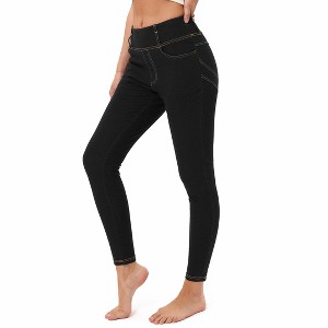 BLUEMING Womens Jeggings High Waist Tummy Control Jean Leggings Casual Stretch Denim with Pockets - 1 of 4