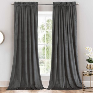 Egyptian Linens Heavyweight Velvet Curtain Rod Pocket Panels (Set of 2) - 1 of 4