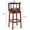 Lyngins Counter Height Bar Stool (29.5" Seat Height), 360° Swivel Bar Stool, Cow Top Leather Upholstery, Wooden Counter Stools with Curved Backrest - 3 of 4