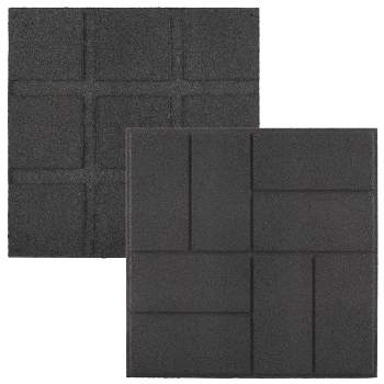 Pure Garden Outdoor Dual Sided Rubber Paver 16"x16" Tile Flooring Gray 8pk