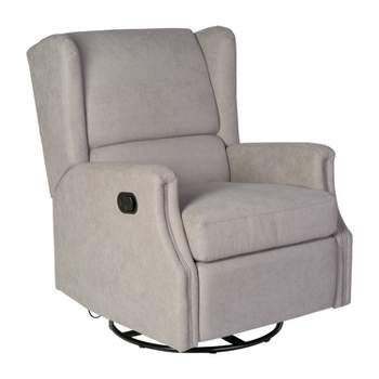 Emma and Oliver Manual Glider Rocker Recliner Chair with 360 Degree Swivel, Wingback Recliner Perfect for Living Room, Bedroom, or Nursery