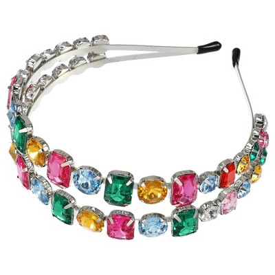 Unique Bargains Rhinestone Headband for Women Bling Padded Hairband Faux Crystal Hair Accessories Multicolor 1.18 inch Wide 1 PC