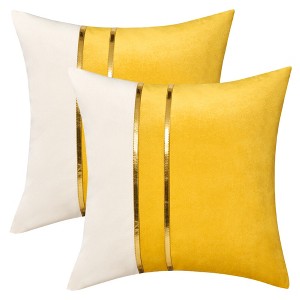 REGALWOVEN Velvet Soft Decorative Square Patchwork Throw Pillow Covers  2 Pcs - 1 of 4
