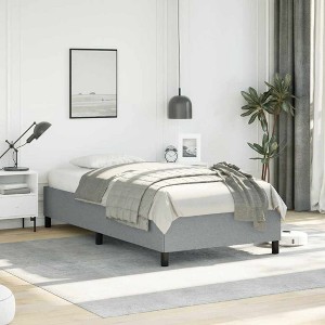 Bed Frame Light Gray Polyester, Plywood, Engineered Wood Twin XL - 1 of 4