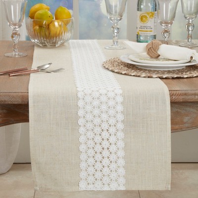 Natural Beige Lace Daisy Floral Table Runner