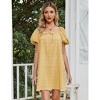 Clearlove Women Summer Back Bow Tie Mini Dress Square Neck Puff Short Sleeve A Line Dress - 2 of 4