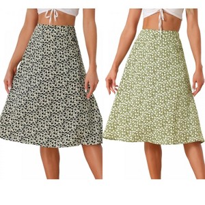 INSPIRE CHIC Women's Chiffon Summer Vintage Floral Print A-Line Midi Skirts 2 Packs - 1 of 4