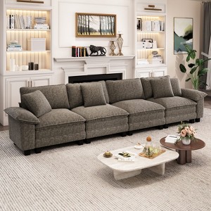 Captiva Designs 157.5-Inch Cloud Comfy Modular 4PC Sectional Sofa, Deep Seat Living Room Couch, Corduroy & Chenille Fabric - 1 of 4