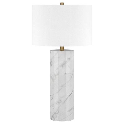 Hudson Canal 30 Tall Table Lamp Arabescato Marble Base Modern Elegance for Living Spaces