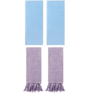 REGALWOVEN 4 Packs Striped and Tassels Hand Towels for Bathroom 14" x 30" - 1 of 4