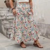 Coolmee Plus Size Women's Boho Floral Print Long Skirt Shirring Pleated Skirts High Waisted A Line Midi Skirts - 4 of 4