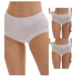 INSPIRE CHIC 3 Packs Women's Cotton Floral Printed High Waisted Full Coverage Tummy Underwear - 1 of 4