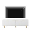Angel Sar 75'' Fluted TV Stand with 3 Cabinets, Modern Media Console with Metal Handles and Legs, White Entertainment Center, White - 4 of 4