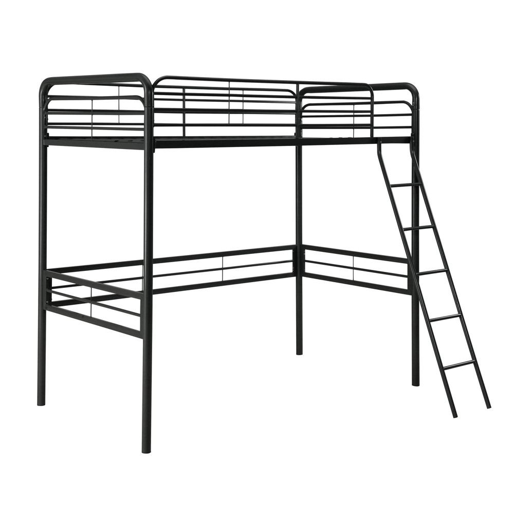 Photos - Bed Frame Twin Metal Loft Bed Black - Room & Joy