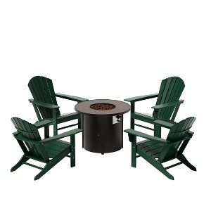 WestinTrends Outdoor Patio Adirondack Chair With Round Fire Pit Table Sets - 1 of 2