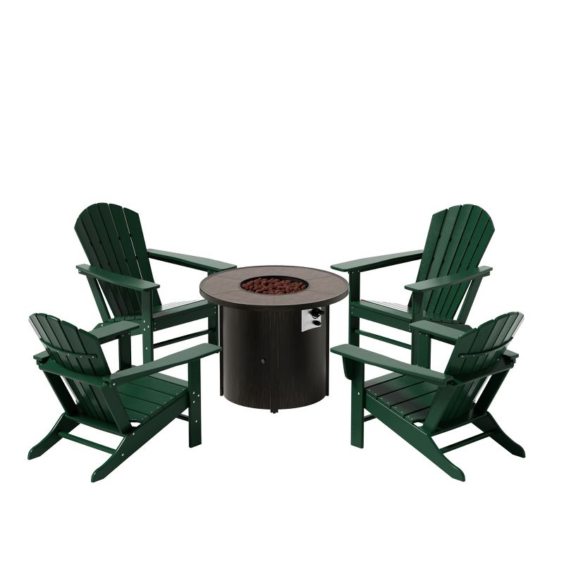 WestinTrends Outdoor Patio Adirondack Chair With Round Fire Pit Table Sets, 1 of 3