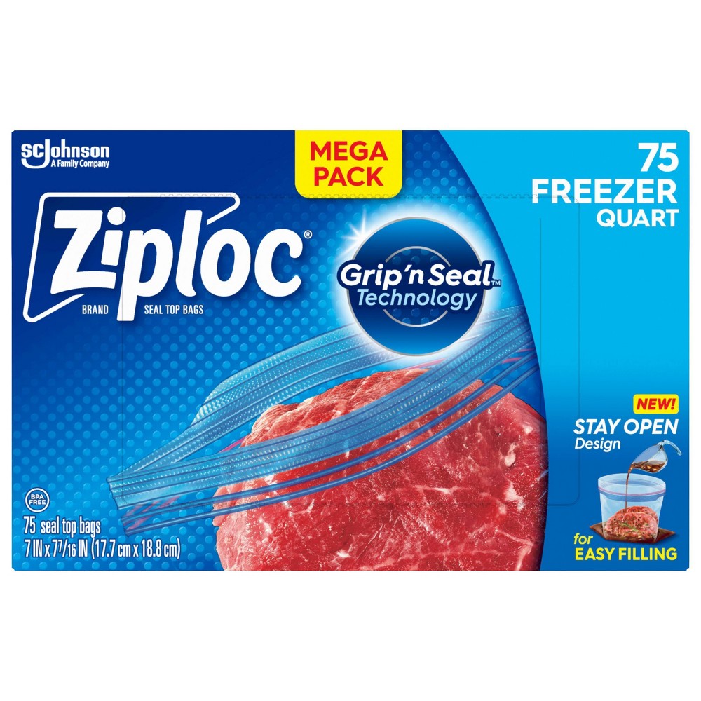 Ziploc Double Zipper Freezer Storage Bags 1 Gallon 20CT