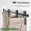 Generic 64" Bifold Sliding Barn Door Hardware Track Kit,Side Mounted Black J Shape Roller - 3 of 4