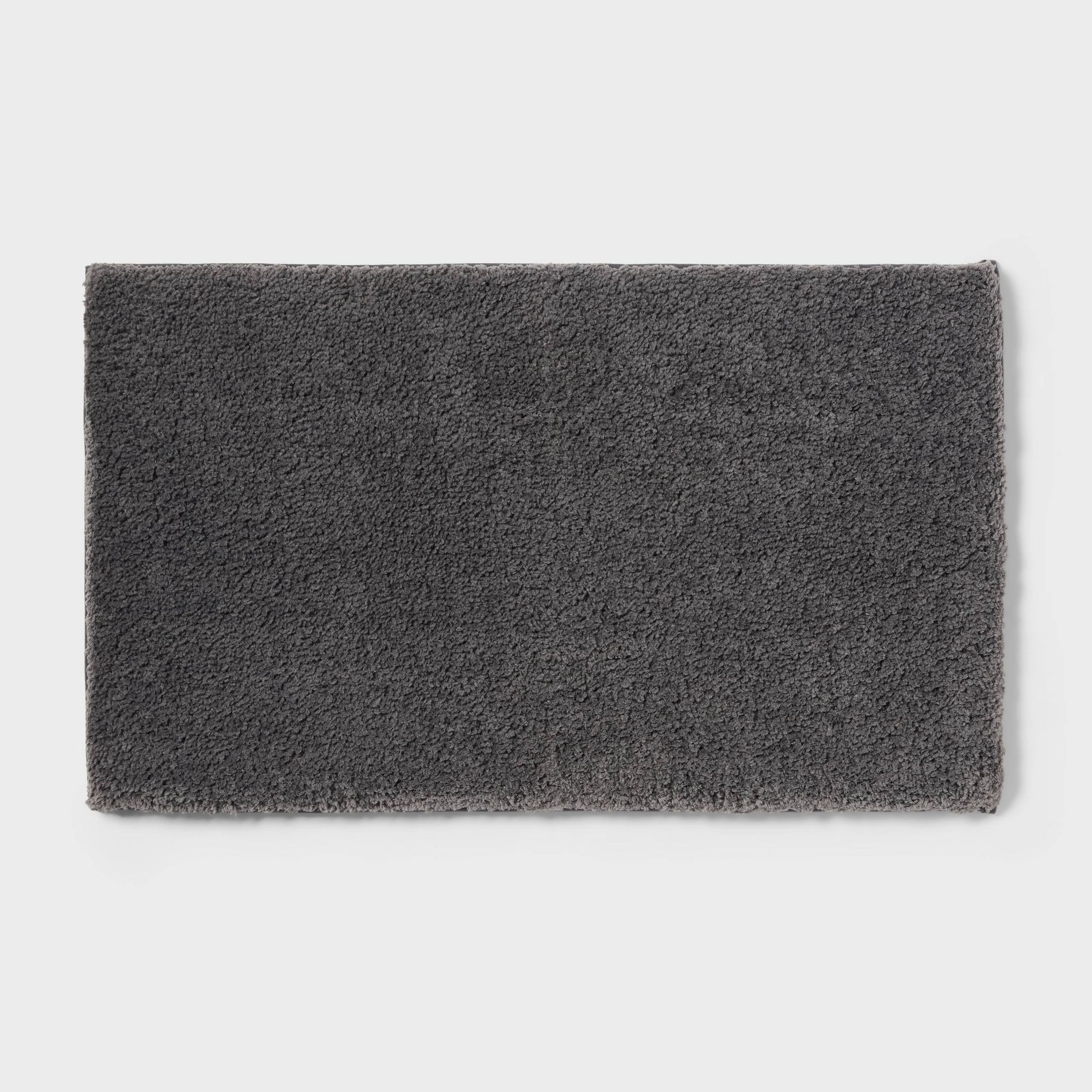 20"x34" Fluffy Border Memory Foam Bath Rug Light Gray - Threshold™