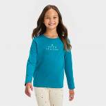 Girls' Long Sleeve 'Cozy Season' Graphic T-Shirt - Cat & Jack™ Teal Blue