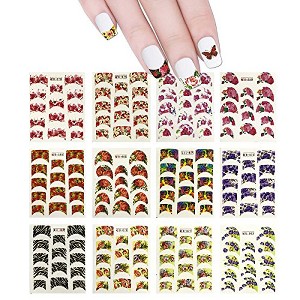 Wrapables 44 Sheets Flowers French Tip Nail Water Slide Nail Art Nail Decals Water Transfer Nail Decals - 1 of 4