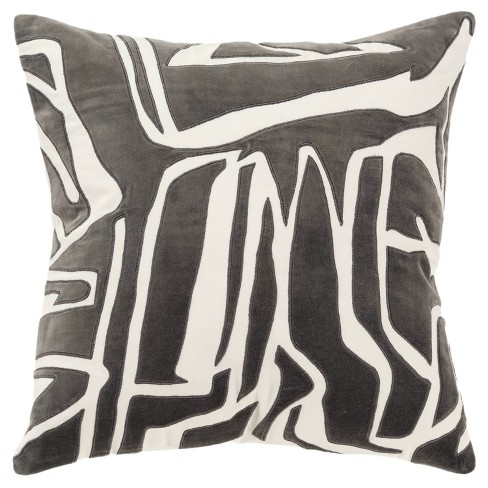 Oversized Blocked Woven Square Throw Pillow Black - Threshold