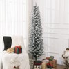 Whisen 6FT Artificial Pencil Christmas Tree with 329 Snow Flocked Tips, Metal Base - Green - 2 of 4