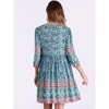 INSPIRE CHIC Women's Boho Floral Summer Tie Neck Loose Babydoll Swing Dress - 3 of 4