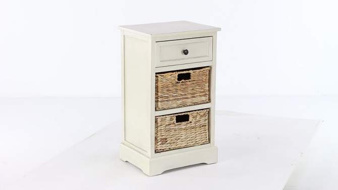 Farmhouse Wood and Wicker Basket Side Table White - Olivia &#38; May, 2 of 11, play video