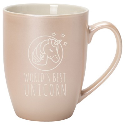 Elanze Designs World's Best Unicorn 10 Ounce Ceramic Laser-Etched Engraved Drinkware Mug, Metallic Precious Pearl