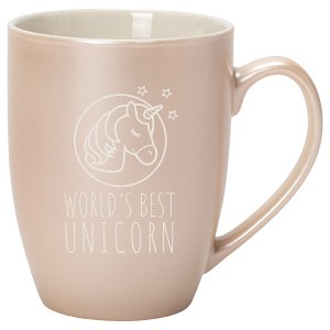 Elanze Designs World's Best Unicorn 10 Ounce Ceramic Laser-Etched Engraved Drinkware Mug, Metallic Precious Pearl - 1 of 4