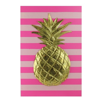 Raz Imports 18" Bubblegum Pink, Rose and Metallic Gold Pineapple Wood Wall Art