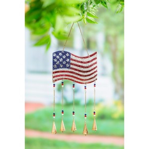 Evergreen 27"W American Flag Beaded Wind Chime - 1 of 4