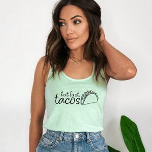 Simply Sage Market But First, Tacos Outline Racerback Tank - 1 of 4