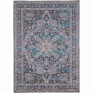 HomeStock Emerald Grenier Grey & Teal 6.7x9.7, Traditional, Woven with Digital Heat Transferred Printing - 1 of 4