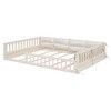 Sapphtopaz Full Size Floor Bed Frame with Guardrail Upholstered Wood Platform Bed with Pillow and Slats Support for Nursery, Children's Room - 4 of 4