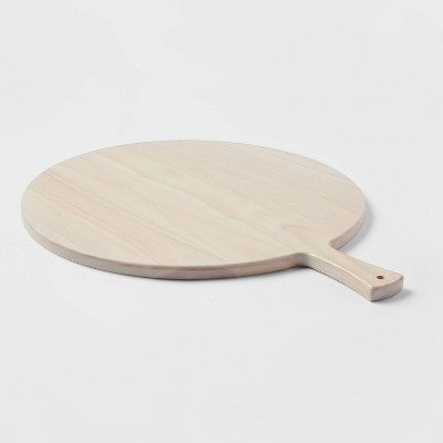 18" x 14" Rubberwood White Washed Round Serving Board - Threshold™