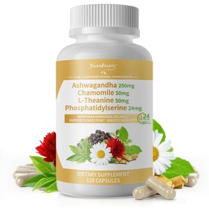 GreenPeople Cortisol Balance Support– 5000mg Ashwagandha + Magnesium Glycinate - 120 Vegan Capsules - 1 of 4