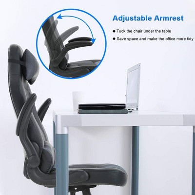 Ergonomic Black PU Leather High Back Gaming Chair with Adjustable Arms