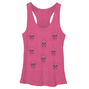 Women's Lost Gods Heart Skull Racerback Tank Top - 1 of 3