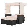 Nestfair Wicker Outdoor Bench Lounge Chair with Roof and Cushions Beige - 2 of 4