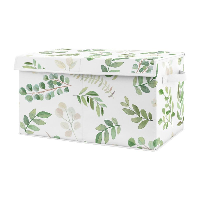 Botanical Leaf Kids&#39; Fabric Storage Toy Bin Green and White - Sweet Jojo Designs, 1 of 5