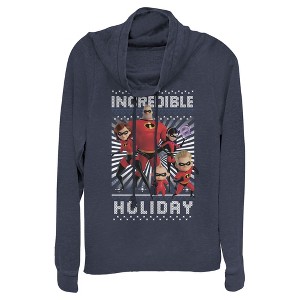 Juniors Womens The Incredibles 2 Ugly Christmas Family Cowl Neck Sweatshirt - 1 of 3