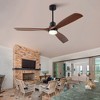 Wanze of Ocean 60 in. Smart Black Solid Wood Brown Blades 2-Size Downrod Mount Standard Ceiling Fan with 3-Color Dimmable LED Light - 2 of 4