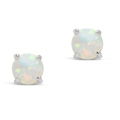 Shine By Sterling Forever Sterling Silver 6mm Opal Studs : Target